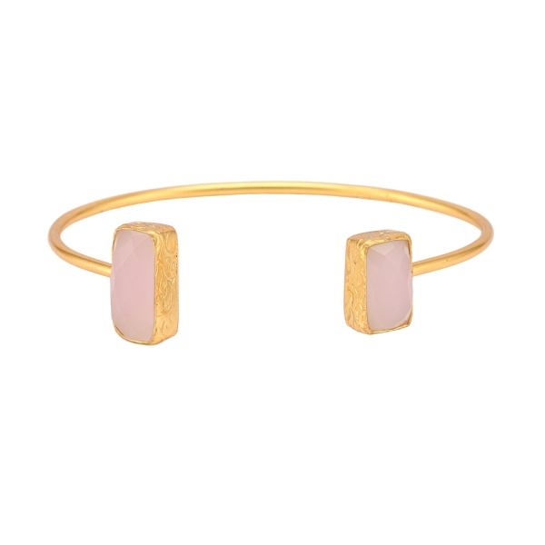 Bracelet made from brass, goldplated, with Rosequartz